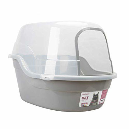 Picture of Petphabet Covered Litter Box, Jumbo Hooded Cat Litter Box Holds Up to Two Small Cats Simultaneously,Extra Large (Gray)