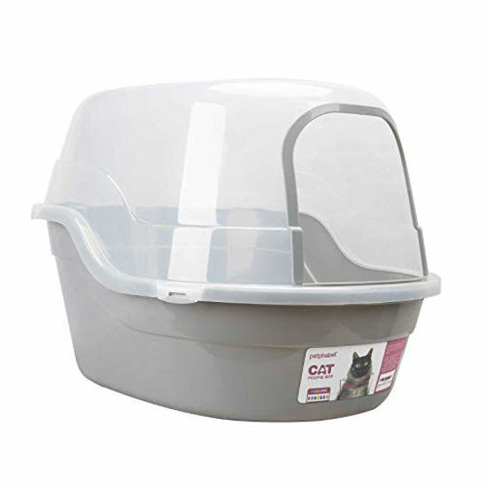 Picture of Petphabet Covered Litter Box, Jumbo Hooded Cat Litter Box Holds Up to Two Small Cats Simultaneously,Extra Large (Gray)
