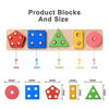 Picture of BettRoom Wooden Educational Preschool Toddler Toys for 3 4-5 Year Old Boys Girls Shape Color Recognition Geometric Board Blocks Stack Sort Kids Children Non-Toxic Toy(14IN)