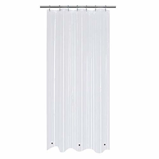 Picture of Mrs Awesome Small Stall Shower Curtain Liner with 3 Magnets 36 x 72 inch, PEVA 8G Thick & Heavy Duty, Waterproof, Non Toxic and Odorless, 36x72, Clear