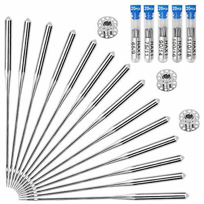 Picture of 100PCS Sewing Machine Needles, Universal Sewing Machine Needle for Singer, Brother, Janome, Varmax, Needles for Sewing Machine with Sizes HAX1 65/9, 75/11, 90/14, 100/16, 110/18