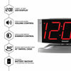Picture of SHARP Home LED Digital Alarm Clock - Swivel Base - Outlet Powered, Simple Operation, Alarm, Snooze, Brightness Dimmer, Big Red Digit Display, Silver Case