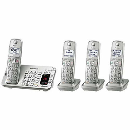 Picture of Panasonic Link2Cell Bluetooth Cordless DECT 6.0 Expandable Phone System with Answering Machine and Enhanced Noise Reduction - 4 Handsets - KX-TGE474S (Silver)
