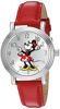 Picture of Disney Minnie Mouse Women's Silver Vintage Alloy Watch, Red Leather Strap, W002760