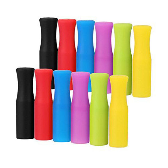 Picture of 12PCS Silicone Straw Tips, Multicolored Food Grade Straws Tips Covers Only Fit for 1/4 Inch Wide(6MM Outdiameter) Stainless Steel Straws