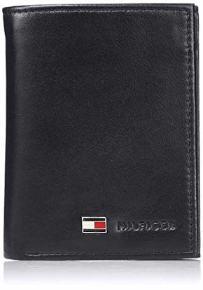 Picture of Tommy Hilfiger Men's Leather Trifold Wallet, Oxford Black, One Size