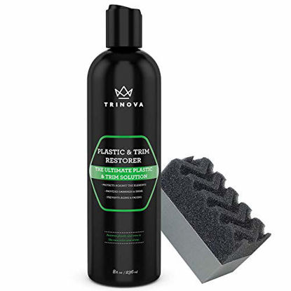 Picture of TriNova Plastic & Trim Restorer - Shines & Darkens Worn Out Plastic, Vinyl & Rubber Surfaces - Protects Cars & Motorcycles from Rain, Salt & Dirt - Prevent Fading - 8 OZ