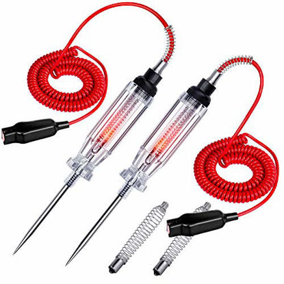 Picture of 2PCS Heavy Duty Automotive Circuit Tester, Premium 6-24V Test Light with Extended Spring Test Leads & Sharp Piercing Probe, Circuit Voltage Tester with Replacement Indicator Light for Car/Vehicles