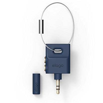 Picture of elago Keyring Headphone Splitter for iPhone, iPad, iPod, Galaxy and Any Portable Device with 3.5mm (Jean Indigo)