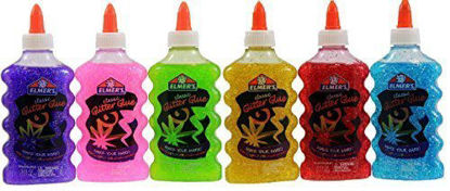 Picture of Elmer's 638458774473 Washable Glitter Glue, 6 oz Bottles-6 Colors, Green/Pink/Purple/Red/Yellow/Blue