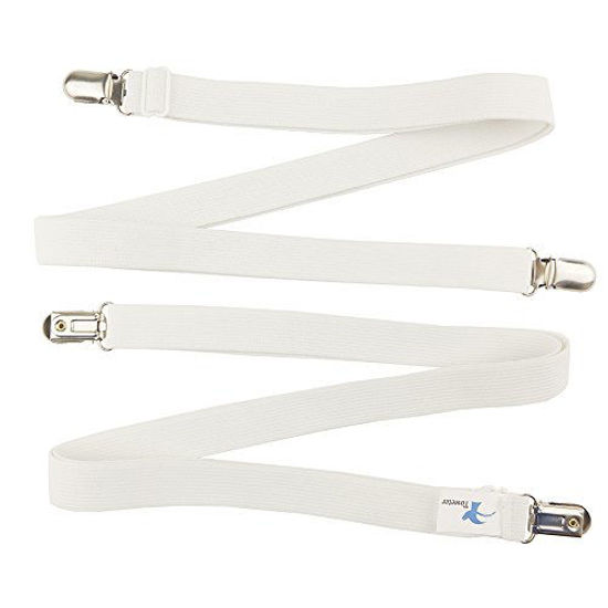 Picture of Toweter 2 Pieces 29' to 82' Adjustable Under Mattress Bed/Fitted Sheet Fastener,Crisscross Bed Sheet Straps Suspenders,Slipcover Fastener,Long Strap Clip Bands