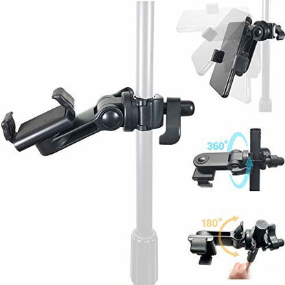 Picture of AccessoryBasics Music Boom Mic Microphone Stand Smartphone Mount w/360° Swivel Adjust Holder for All Smartphones up to 3.75 inches Wide (Zoom Video Compatible)