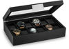 Picture of Glenor Co Watch Box for Men - 12 Slot Luxury Carbon Fiber Design Display Case, Large Holder, Metal Buckle - Black