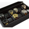 Picture of Glenor Co Watch Box for Men - 12 Slot Luxury Carbon Fiber Design Display Case, Large Holder, Metal Buckle - Black
