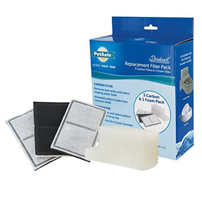 Picture of PetSafe Drinkwell Replacement Filter Kit for the Everflow and Outdoor Dog And Cat Water Fountains, Kit Contains 3 Dual Cell Carbon Filters and 1 Foam Pre-Filter - PAC00-13192