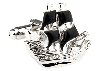 Picture of MRCUFF Boat Sailing Ship Sailboat Pair Cufflinks in a Presentation Gift Box & Polishing Cloth
