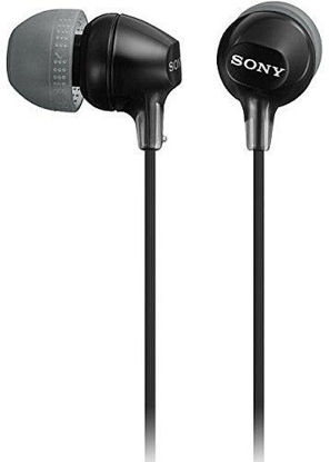 Picture of Sony MDR-EX15LP-BLACK In-Ear Headphones with Tangle Free Cord and 3 Pairs of Silicone Ear Buds