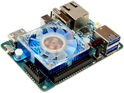 Picture of ODROID-XU4 with active cooling fan