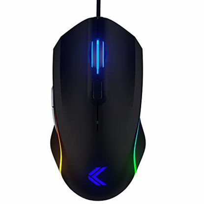 Picture of KINESIS Gaming Vektor RGB Mouse - Wired Adjustable to 5000 DPI - 6 Programmable Buttons - Dual-Zone RGB Lighting - Contoured Shape and Rubber Side Grips