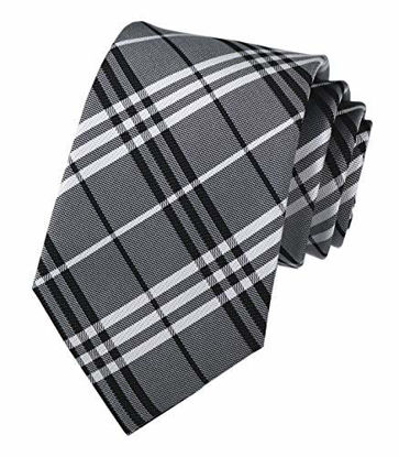 Picture of Secdtie Men's Checks Grey White Black Jacquard Woven Silk Tie Necktie Gift LUD04