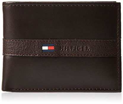 Picture of Tommy Hilfiger Men's Leather Wallet - Slim Bifold with 6 Credit Card Pockets and Removable ID Window, Casual Brown, One Size