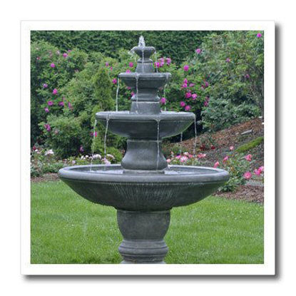 Picture of 3dRose ht_76061_3 New Brunswick, St Andrews, Fountain at Kingsbrae Garden-Susan Pease-Iron on Heat Transfer for Material, 10 by 10-Inch, White