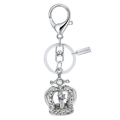 Picture of Bling Crystal 3D Crown Design Keychain Key Ring with Pouch Bag MZ850-1