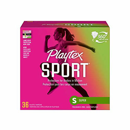 Picture of Playtex Sport Plastic Tampons Unscented, Super Absorbency 36 Count (Pack of 1)