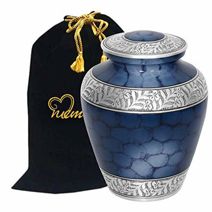 Picture of MEMORIALS 4U Memorials4u Elite Cloud Blue and Silver Cremation Urn for Human Ashes - Adult Funeral Urn Handcrafted - Affordable Urn for Ashes - Large Urn Deal.