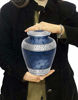 Picture of MEMORIALS 4U Memorials4u Elite Cloud Blue and Silver Cremation Urn for Human Ashes - Adult Funeral Urn Handcrafted - Affordable Urn for Ashes - Large Urn Deal.