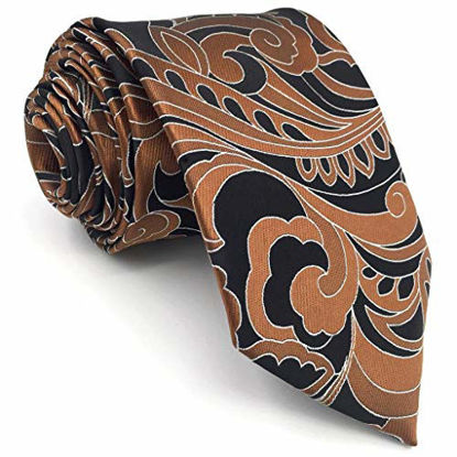 Picture of S&W SHLAX&WING Tie for Men Silk Neckties Black Copper Extra Long Size 63"