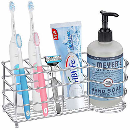 Picture of HBlife Toothbrush Holder, X-Large Stainless Steel Toothpaste Holder Bathroom Accessories Organizer, Silver
