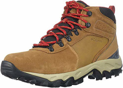 Picture of Columbia Men's Newton Ridge Plus II Suede Waterproof Hiking Shoe, elk/Mountain red, 10.5