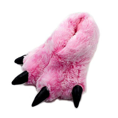 Picture of Millffy Funny Slippers Grizzly Bear Stuffed Animal Furry Claw Paw Slippers Toddlers, Kids & Adults Costume Footwear (Medium - (Big Kids), Pink Tiger)