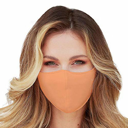 Picture of Washable Face Mask with Adjustable Ear Loops & Nose Wire - 3 Layers, Made in USA (Peach Coral)