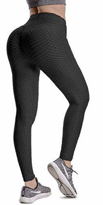 Picture of Women's High Waist Yoga Pants Butt Lift Tummy Control Leggings Textured Scrunch Booty Tights