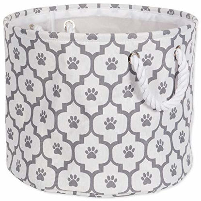 Picture of Bone Dry Paw Print Collapsible Polyester Pet Storage Bin, Round Small - 12 x 12 x 9", Lattice Gray