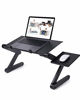 Picture of Adjustable Laptop Table, RAINBEAN Laptop Stand for Bed Portable Lap Desk Foldable Laptop Workstation Notebook Riser with Mouse Pad Side Ergonomic Computer Tray Reading Holder TV Bed Tray Standing Desk