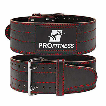 Picture of Weight Lifting Belts for Men and Woman Leather Weightlifting Belt Comes (Black/Red, Medium)