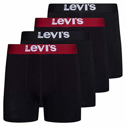 Picture of Levi's Mens Stretch Boxer Brief Underwear Breathable Stretch Underwear 4 Pack Black, Small