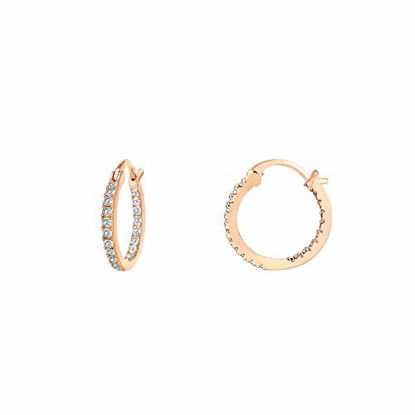 Picture of PAVOI 14K Gold Plated 925 Sterling Silver Post Cubic Zirconia Hoop Earrings | Small Rose Gold Hoops