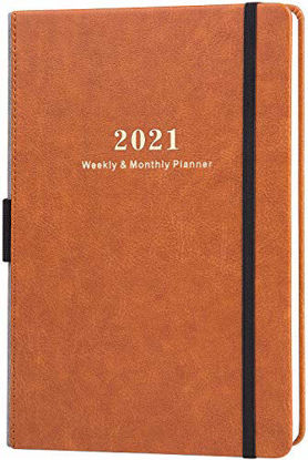 Picture of 2021 Planner - Weekly & Monthly Planner with Calendar Stickers, Jan 2021-Dec 2021, 5.75" X 8.25", A5 Premium Thicker Paper with Pen Holder, Inner Pocket and 88 Notes Pages