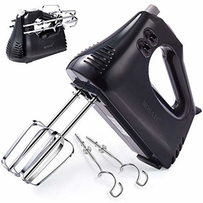 Picture of Hand Mixer, MOSAIC 3 Speed Electric Hand-held Mixer with Turbo, Cord & Attachments Storage Function 4 Accessories and Easy Eject for Whipping Mixing Cookies, Brownies, Cakes, Dough