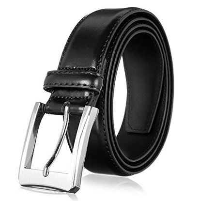 Picture of Men's Genuine Leather Dress Belt with Premium Quality - Classic & Fashion Design for Work Business and Casual (Black, 32)