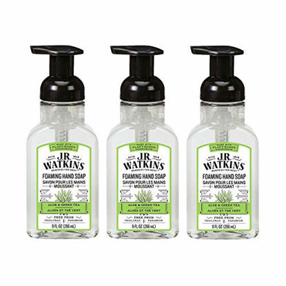 Picture of J.R. Watkins Foaming Hand Soap For Bathroom or Kitchen, Scented, USA Made And Cruelty Free, 9 Fl Oz, Aloe & Green Tea, 3 Pack