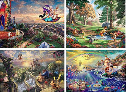 Picture of Ceaco Thomas Kinkade The Disney Dreams Collection 4 in 1 Multipack Aladdin, Winnie the Pooh, Beauty & the Beast, The Little Mermaid Jigsaw Puzzles, (4) 500 Pieces