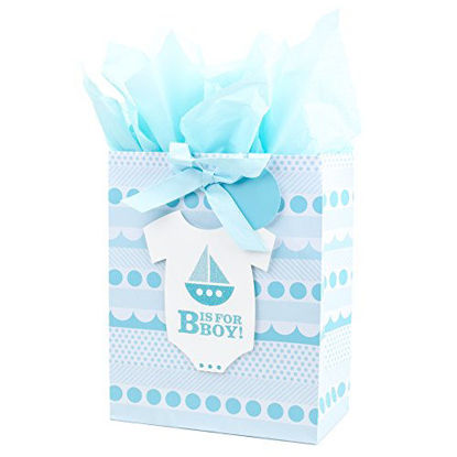 Picture of Hallmark 13" Large Gift Bag with Tissue Paper for Baby Showers, New Moms and More (B is for Boy, Blue)