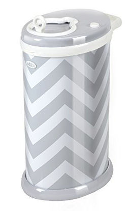 Picture of Ubbi Steel Odor Locking, No Special Bag Required Money Saving, Awards-Winning, Modern Design Registry Must-Have Diaper Pail, Gray Chevron