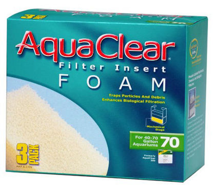 Picture of AquaClear 70 Foam Filter Inserts, Aquarium Filter Replacement Media, 3-Pack, A1396