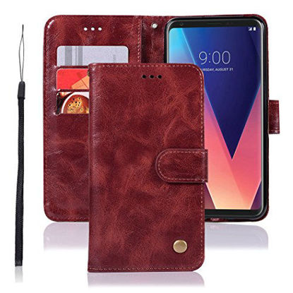 Picture of Google Pixel 2 Case, Booceicd [Wrist Strap] Luxury PU Leather Wallet Flip Protective Case Cover with Card Slots and Stand for Google Pixel 2 (Wine red)